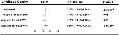 Causal effect of early life adiposity on gestational diabetes mellitus and mediating roles of lipidomic biomarkers